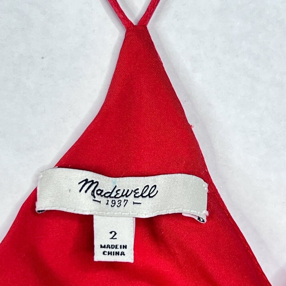 Madewell Starview Silk Sleeveless Cami Slip Dress Red Orange Size 2 - NWOT - Picture 6 of 8